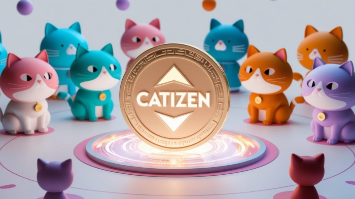 3D_digital_Catizen__CATI__token_surrounded_by_interactive_avatars_of_cats__glowing_with_vibrant_blockchain_lights_in_a_light.jpg